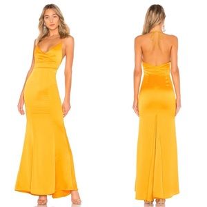 Lovers+Friends Vilailuck Golden Yellow Halter Gown